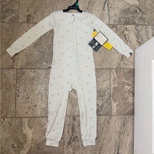 NWT Size 5t Modern Moments GreenStriped Pajama Onesie with bow accents